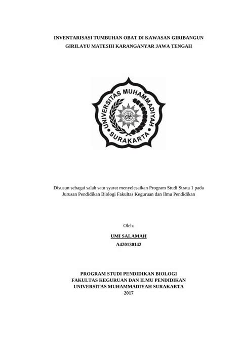 PDF INVENTARISASI TUMBUHAN OBAT DI KAWASAN Eprints Ums Ac Id 53816 1