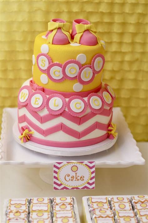 Baby Shower Cake Orange Pink Yellow Josselyn Wilson Pink And