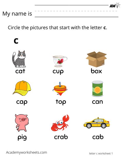 Learn The Letter C Learning The Alphabet Academy Worksheets