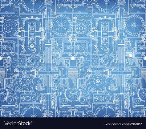 Seamless Technical Pattern Blueprint Royalty Free Vector