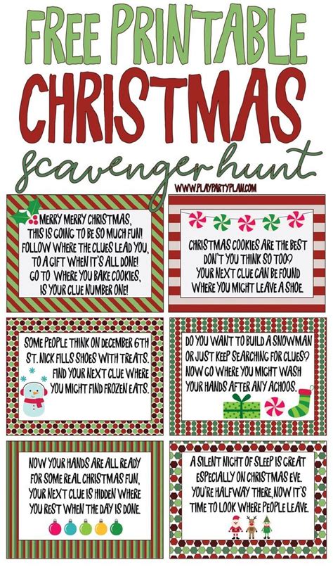 The identity of the gift giver is to remain a secret and should not be revealed. Best Ever Christmas Scavenger Hunt - Play Party Plan | Christmas scavenger hunt, Free christmas ...