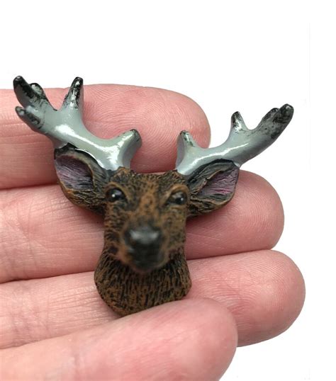 Miniature Deer Head With Antlers Sale Etsy
