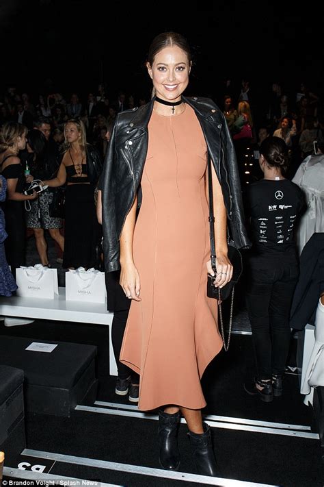 rock chic lana jeavons fellows puts on a stylish display in a neoprene dress and leather biker