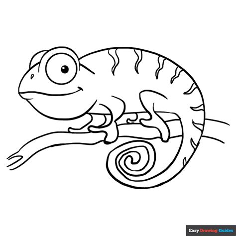 Chameleon Coloring Page Easy Drawing Guides