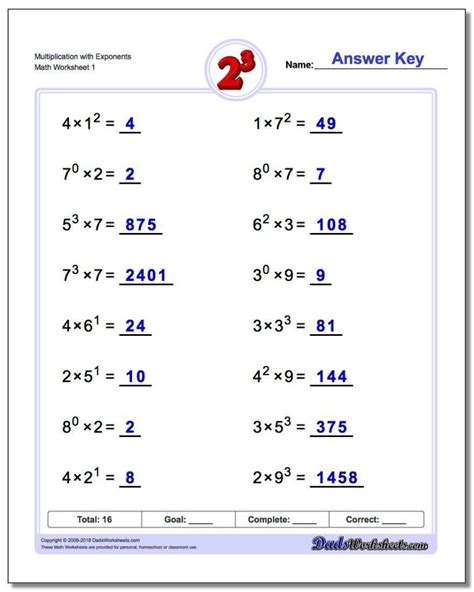 Exponents Worksheets Grade 8 Answers Thekidsworksheet