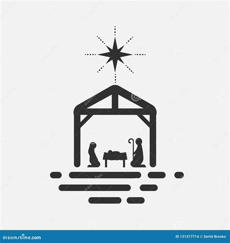 Nacimiento De Cristo Silueta De Maria De José Y De Jesús En El Fondo