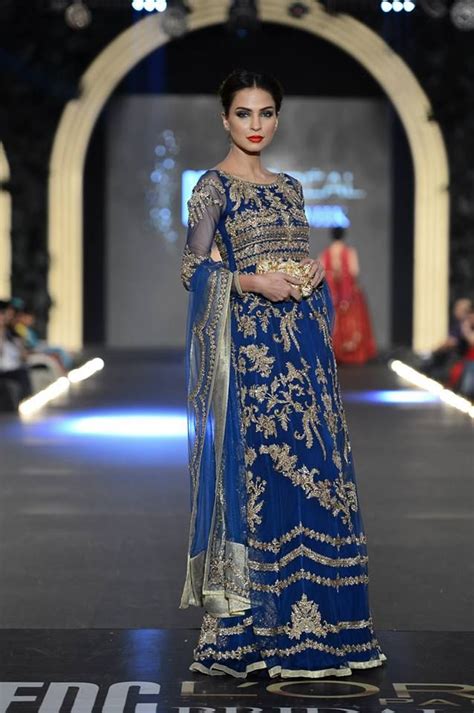Pakistani Fashion Blue Wedding Gowns Long Bridal Gown Unique Wedding