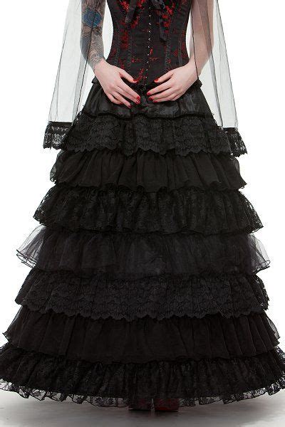 Lace And Chiffon Hooped Long Gothic Skirt By Sinister Gothic Outfits