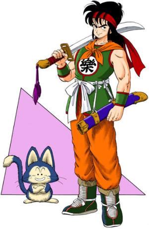 Yamcha is wearing a white headband and holding his sword over his shoulder. El Bloc: Yamcha