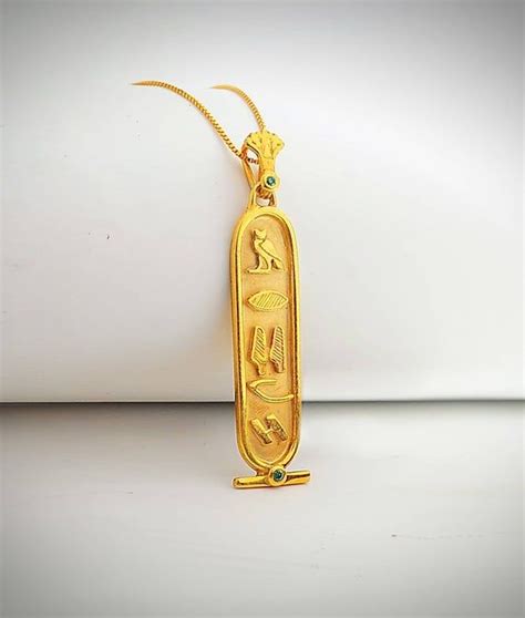 Gold Cartouche Necklace Your Name In Egyptian Symbols Etsy In 2021
