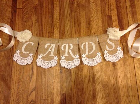 Cards Burlap Lace Banner Wedding Decor Bridal Shower T Etsy