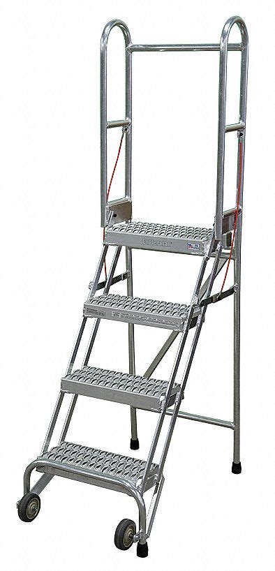 Cotterman 4 Step Folding Rolling Ladder Serrated Step Tread 70 In