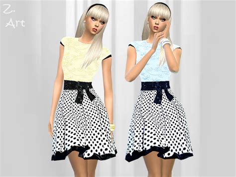 The Sims Resource Retro Dots Dress By Zuckerschnute20 • Sims 4 Downloads