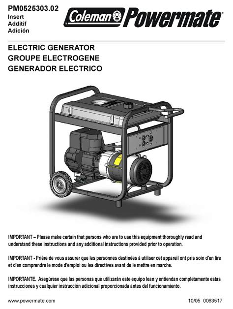 Powermate 6250 Generator Parts Manual Wiring Draw