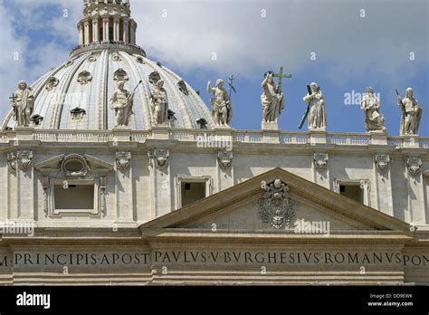 Statues Of Jesus And The Apostles And Dome Of St Peter´s Basilica