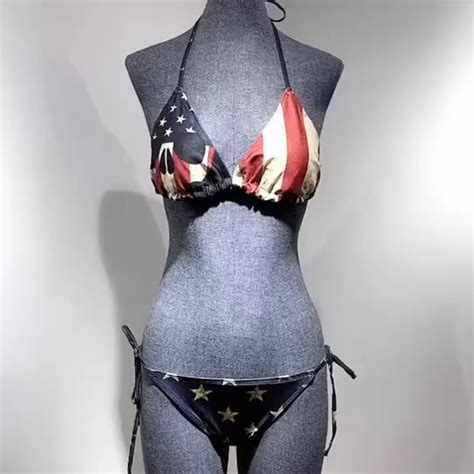 Sexy American Flag Print Sexy Bikini Beach Suit Bikini Swimsuit Women Plus Size Swimwear And 2