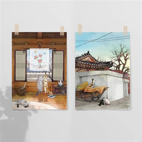 Korean Art Print 2 Piece Wall Art Set Of Two Prints Set Of Etsy