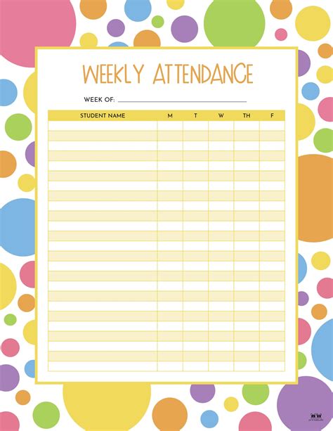 Attendance Sheets 52 Free Printables Printabulls