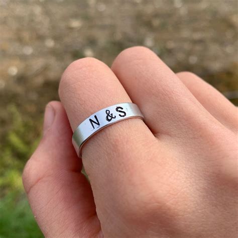 Initial Ring Personalised Custom Letters Couples Rings In Etsy Singapore