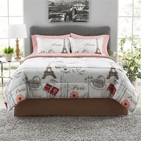 Mainstays Paris 6 Piece Bed In A Bag Comforter Set With Sheets Twin
