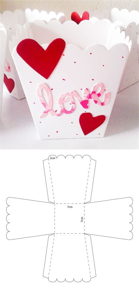 Caja Para Palomitas Con Corazones Diy T Box Template Paper Crafts