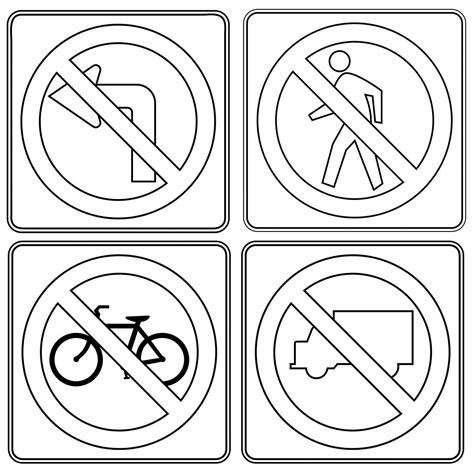 Prohibitory Traffic Sign Poster And Drawing Page