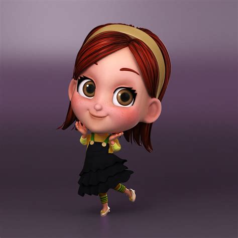 Rigged Cartoon Girl 3d Models For Download Turbosquid