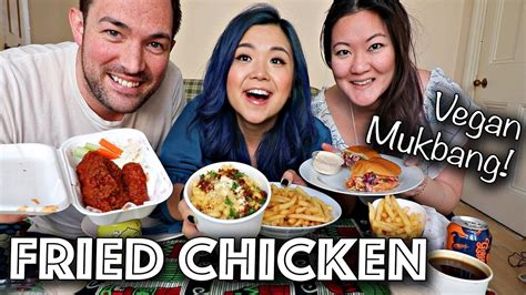 Vegan Fried Chicken And Mac N Cheese Mukbang Eating Show Youtube