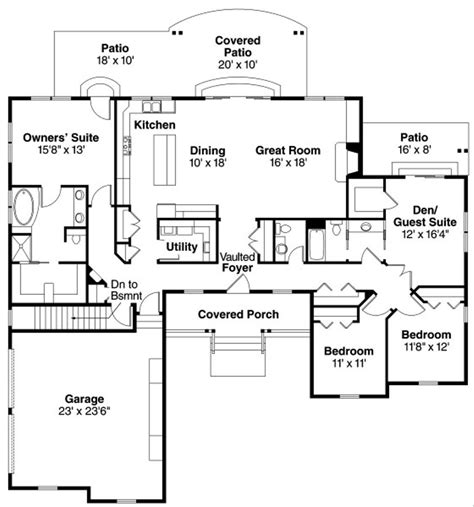 Ranch Style House Plan 4 Beds 25 Baths 2400 Sqft Plan 124 818
