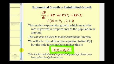 Applications Of First Order Differential Equations Exponential Growth