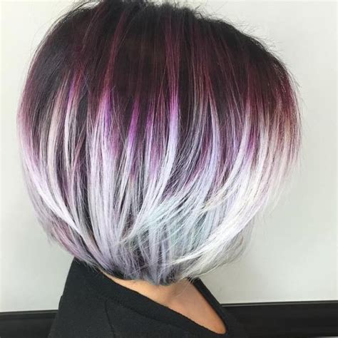 Dark Purple Roots That Fade Melt Into White Silver Ends Hair Hair