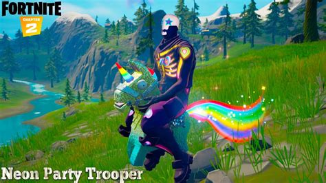 New Neon Party Trooper Style Skin Gameplay Fortnite Item Shop