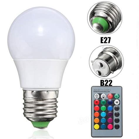 3w E27b22 Dimmable Rgb Led Lamp 24 Key Ir Remote Ac 85 265v Maker