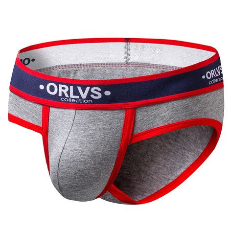 Orlvs Solid Mens Briefs Sexy Underwear Cotton Shorts Panties Male Underpants Breathable Plus