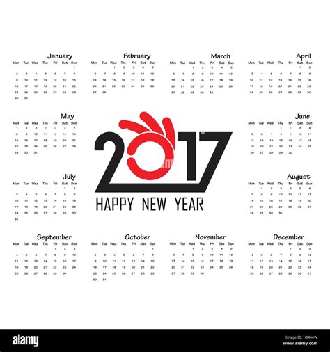 2017 Calendar Templatecalendar For 2017 Yearvector Design Stationery