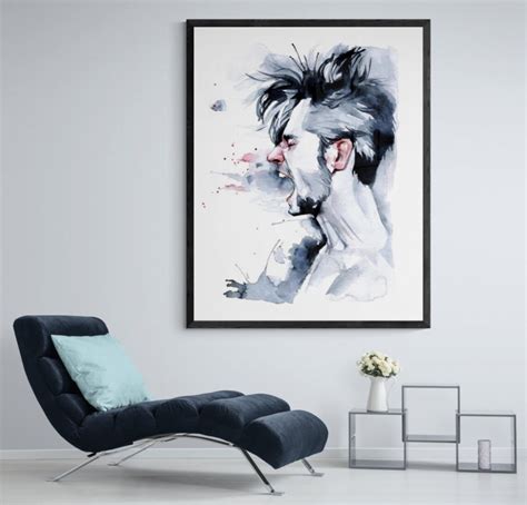 Watercolor Male Portrait Sexy Male Art Abstract Expressive Etsy 日本