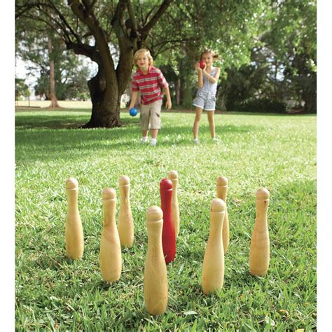 Wooden Skittles Bowling Game For Kids Outdoor Play