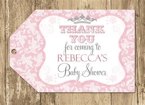 Free printable baby shower invitation templates that you can customize in minutes. Princess Baby Shower Favor Tag, Pink Damask Shower, Crown, Royal Baby Shower, Baby Girl ...