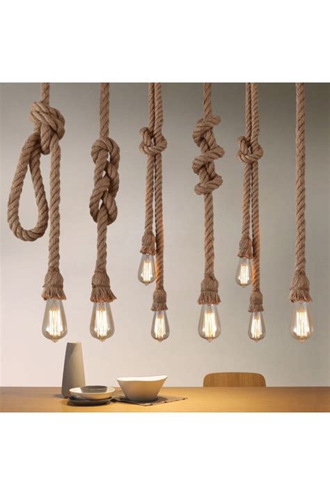 Vintage Hemp Rope Pendant Lights Attic Personality Industrial E27