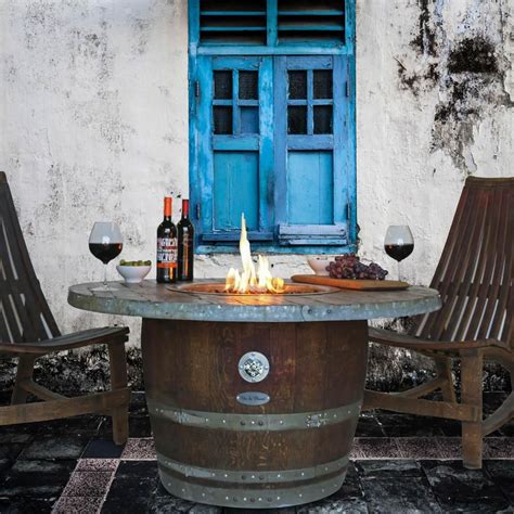Custom built wine barrel fire pits can make the perfect gift or addition to your backyard. Reserve 42-Inch Wine Barrel Propane Fire Pit Table By Vin ...