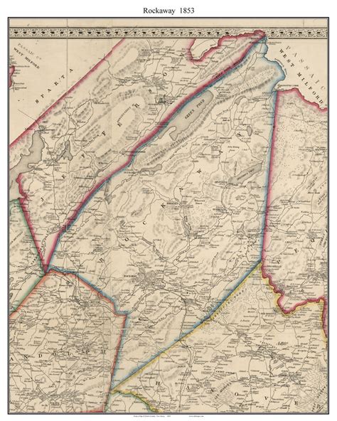 Rockaway New Jersey 1853 Old Town Map Custom Print Morris Co Old Maps