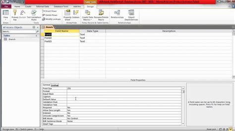 Microsoft Access Modify Table Fields In Design View Youtube