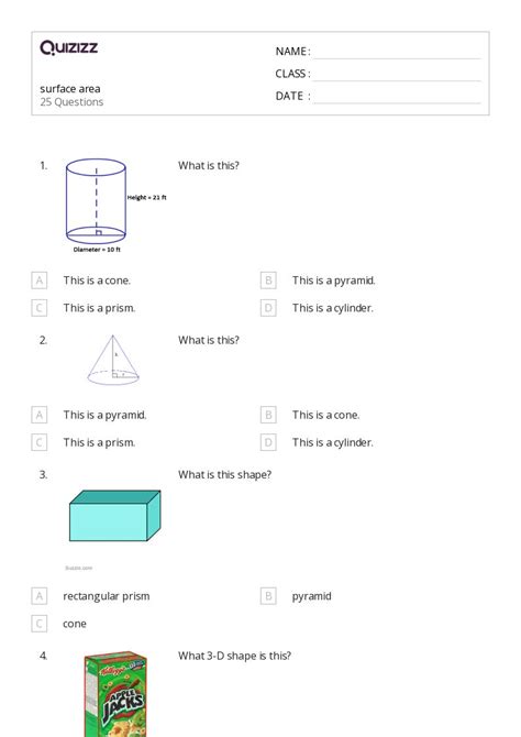 50 Surface Area Worksheets For 1st Class On Quizizz Free And Printable