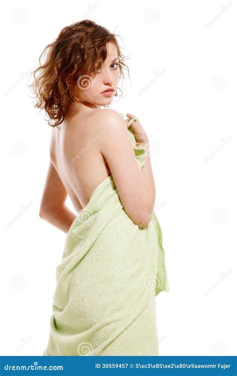 Beautiful Young Woman Wrapped In A Towel Stock Image Image Of Shot