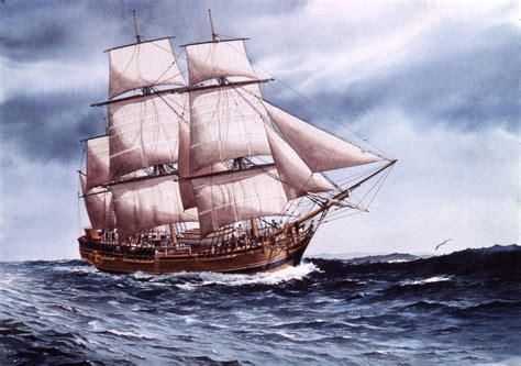 Bounty At Sea Watercolor In Sailing Ship Paintings