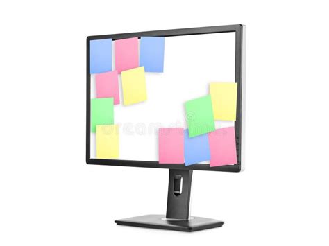 Sticky Note Papers On Computer Screen Stock Photo Image Of Display