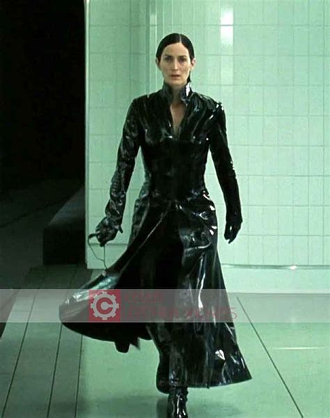Trinity Trench Leather Coat Carrie Anne Moss Matrix Costume