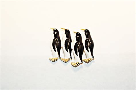 vintage enameled penguins brooch etsy