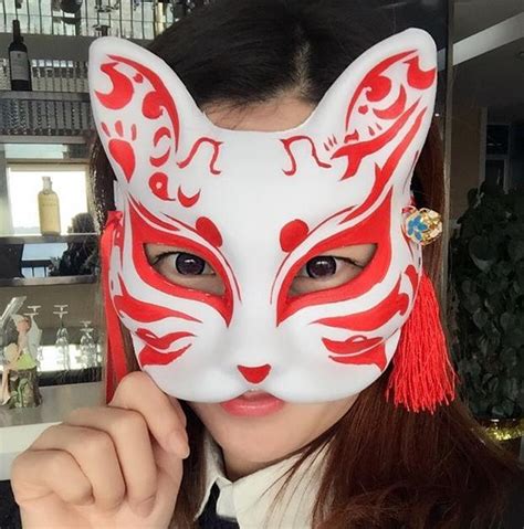 Fox Cat Mask Kitsune Hand Painted Anime Manga Movie Cosplay Etsy
