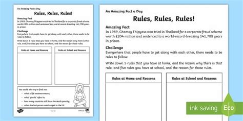 Rules Rules Rules Worksheet Worksheet Teacher Made